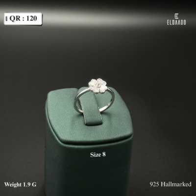 925 Italian Silver Flower Design Ring for Women – 1.9 Gram, Size 8 US