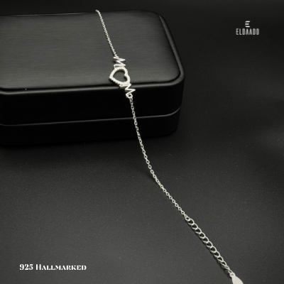 Elegant 925 Italian Silver Women’s Bracelet with Heart Design