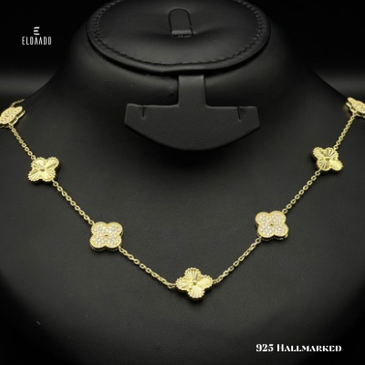 925 Italian Silver Vintage Alhambra Necklace – Gold Plated