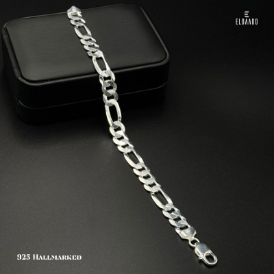 925 Italian  Silver Men’s Figaro Bracelet – Pure Solid Silve