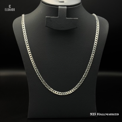 925 Italian Silver Curb Chain for Men – 24 Inch Necklace