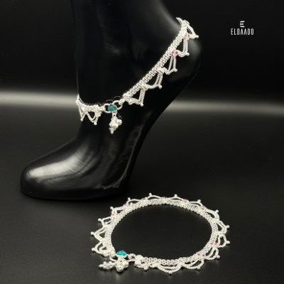Pure Silver Anklet for Women – Traditional Payal Design, 50.4g, 10.5 Inch