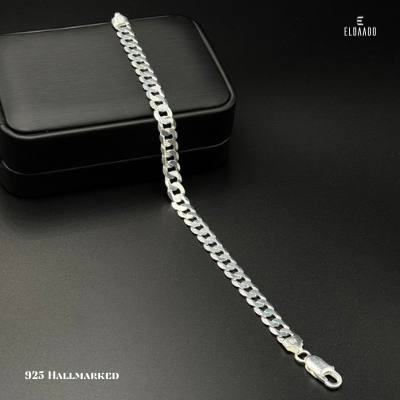 925 Italian Sterling Silver Men’s Curb Bracelet