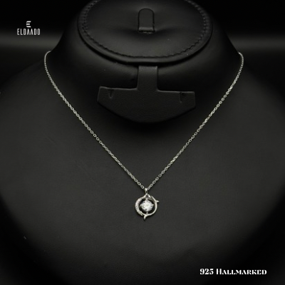 925 Italian Silver  Zircon Pendant Necklace