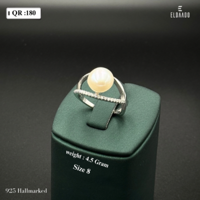 925 Italian Silver Pearl Ring for Ladies – 4.5 Gram, Size 8 US