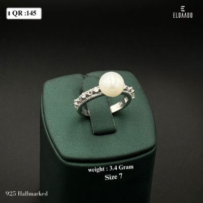 925 Italian Silver Pearl Ring for Ladies – 3.4 Gram, Size 7 US