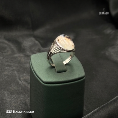 925 Italian Silver Men’s Ring with Agate