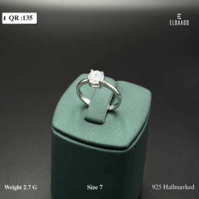 Pure 925 Italian Silver Solitaire Ring for Women – 2.7 Gram, Size 7 US