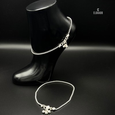 Pure Silver Ball Chain Anklet for Women – Elegant Payal Design