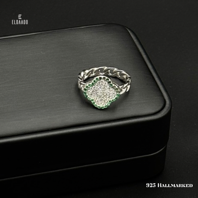925 Italian Silver VCA Signature Micro Zircon Ring for Women