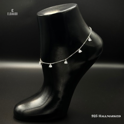 Zircon Drop Anklet-925 Italian Silver Single Anklet