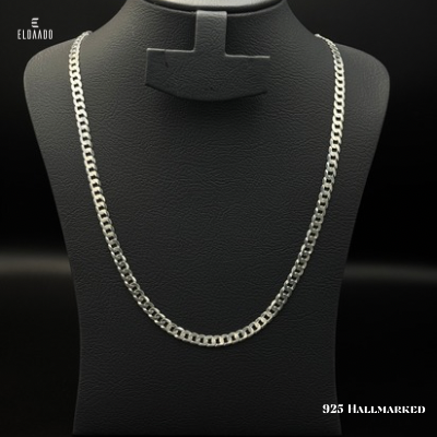 925 Italian Silver Curb Chain for Men – 22 Inch Necklace