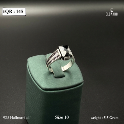 925 Silver Turkish Style Men's Ring with Black Onyx Stone – 5.5 Gram, Size 10 US