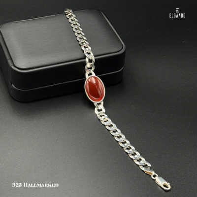 925 Silver Salman Khan Bracelet for Men – Red Stone