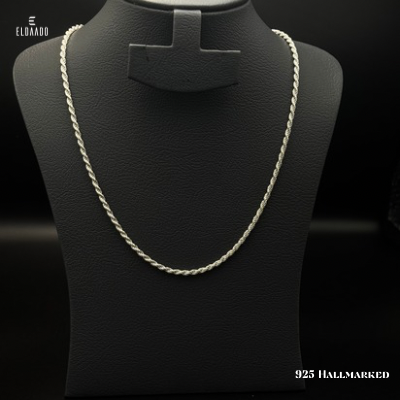 925 Italian Silver Rope Chain Necklace for Men – 19 Inch