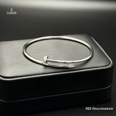925 Italian Silver Nail Bangle for Women – Modern Cuff Design