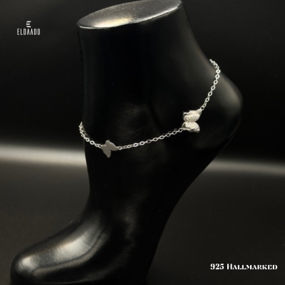 Butterfly Glow Anklet-925 Italian Silver Single Anklet