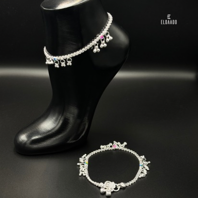Pure Silver Anklet (Payal) for Kids – Traditional Design, 28.5g, 8 Inch