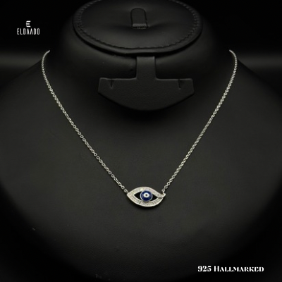 Minimalist Evil Eye Necklace in Pure 925 Italian Silver