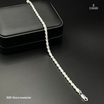 925 Italian Silver Rope Bracelet for Men – Classic Sterling Design