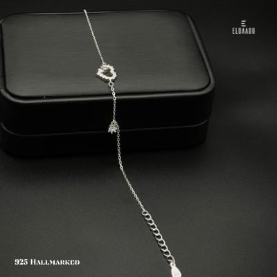 Elegant 925 Italian Silver Women’s Bracelet with Heart Design