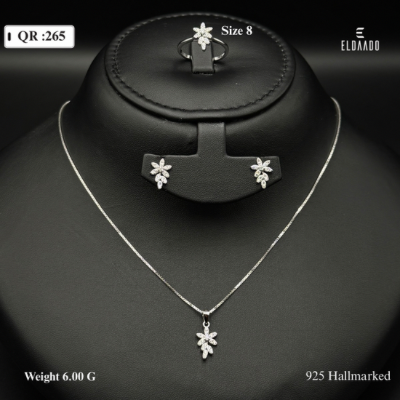 Luxury 925 Italian Silver Women’s Set – Necklace, Earrings & Ring, 6 Gram