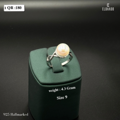 925 Italian Silver Pearl Ring for Ladies – 4.3 Gram, Size 9 US