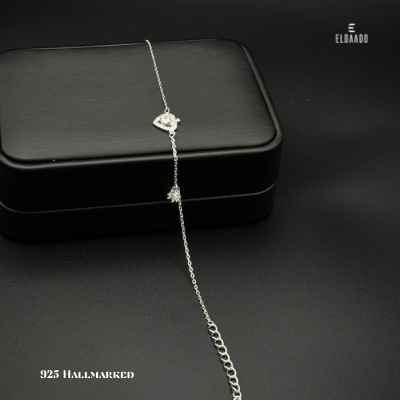 925 Italian Sterling Silver Heart Shaped Bracelet for Women