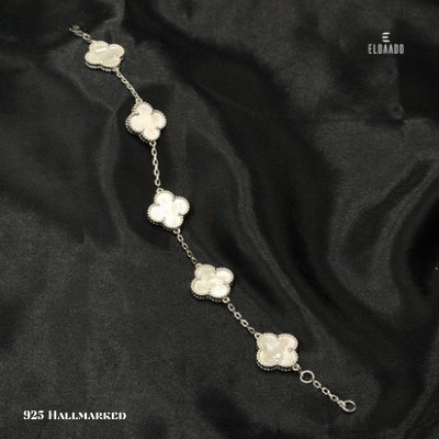925 Italian Silver Women’s Clover Bracelet – 7.25 Inch