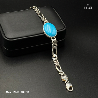925 Silver Salman Khan Bracelet for Men – Blue Stone Accent