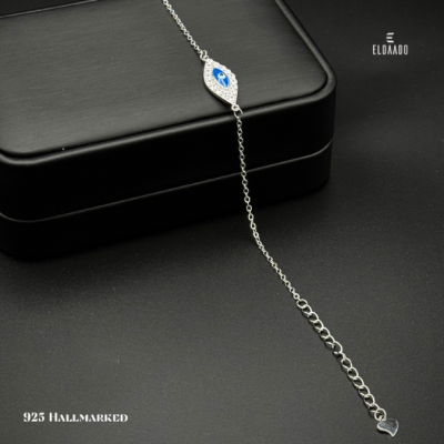 925 Italian Sterling Silver Evil Eye Bracelet for Women