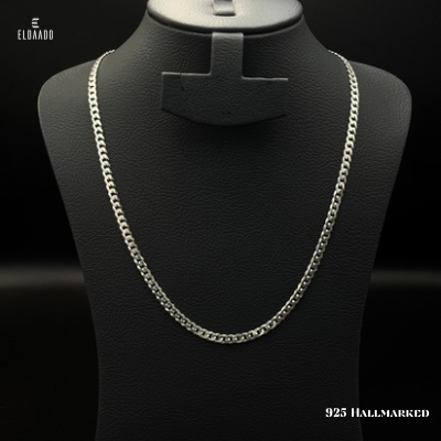925 Italian Silver Curb Chain for Men – 20 Inch Necklace