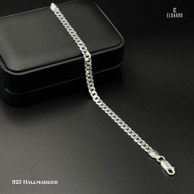 925 Italian Sterling Silver Men’s Curb Bracelet